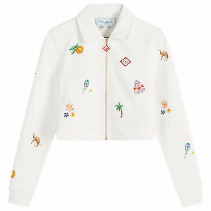 Photo: Casablanca Women's Elements En Crayon Crop Track Jacket in White