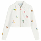 Casablanca Women's Elements En Crayon Crop Track Jacket in White