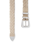 Brunello Cucinelli - 2.5cm Woven Suede Belt - Neutrals