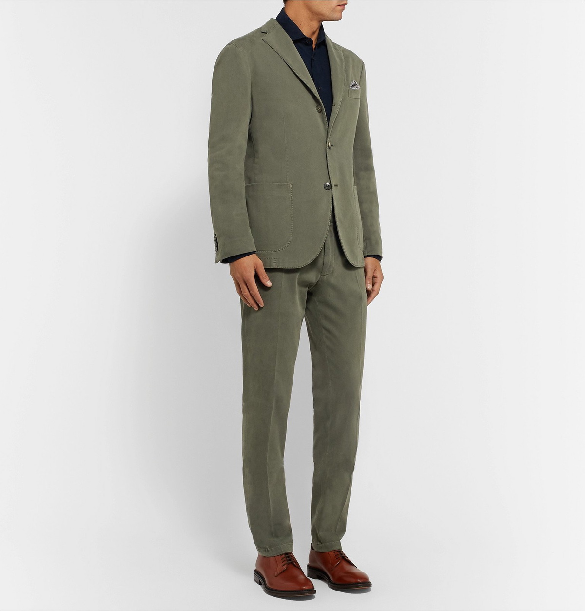 Boglioli - Grey-Green K-Jacket Slim-Fit Unstructured Cotton-Blend