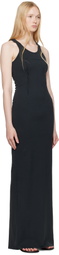 MM6 Maison Margiela Black Heavy Cotton Jersey Maxi Dress