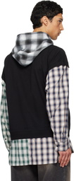 We11done Black 'WE11DONE' Patchwork Layered Hoodie