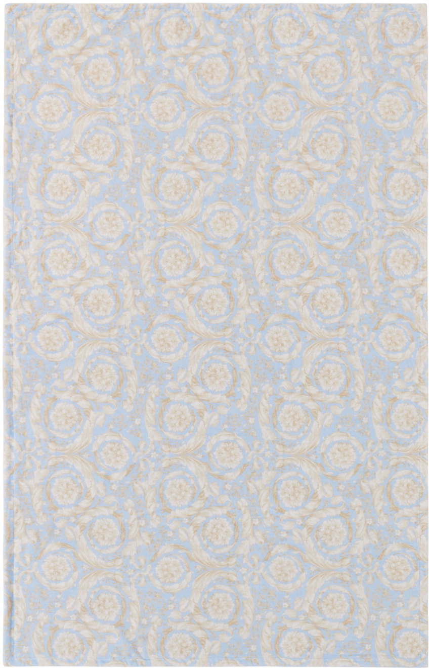 Versace Blue Barocco Bath Towel