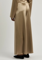 Nanushka Zaniah Cropped Flared-leg Satin Trousers Beige