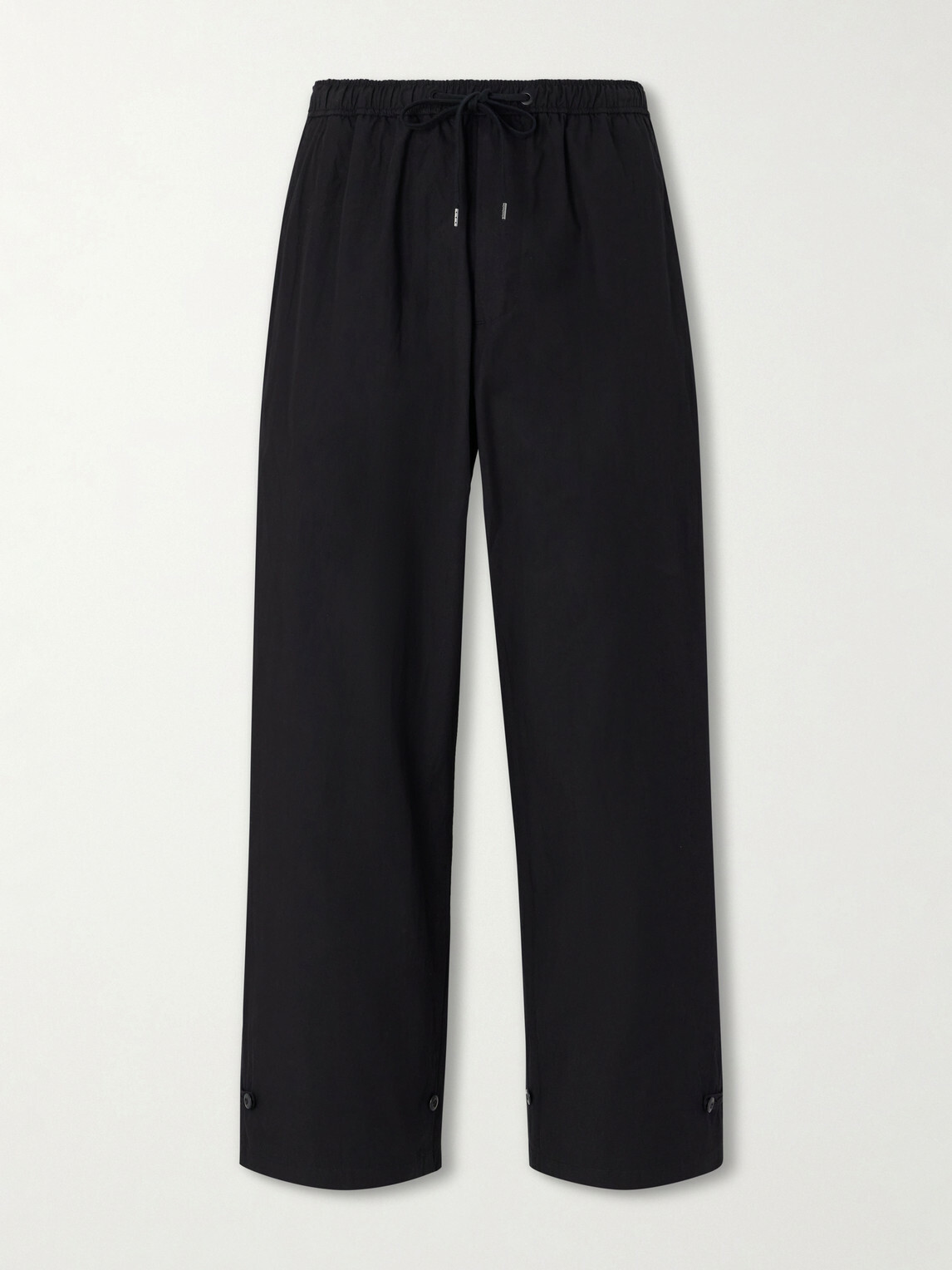 ATON - Wide-Leg Cotton-Blend Gabardine Drawstring Trousers - Black