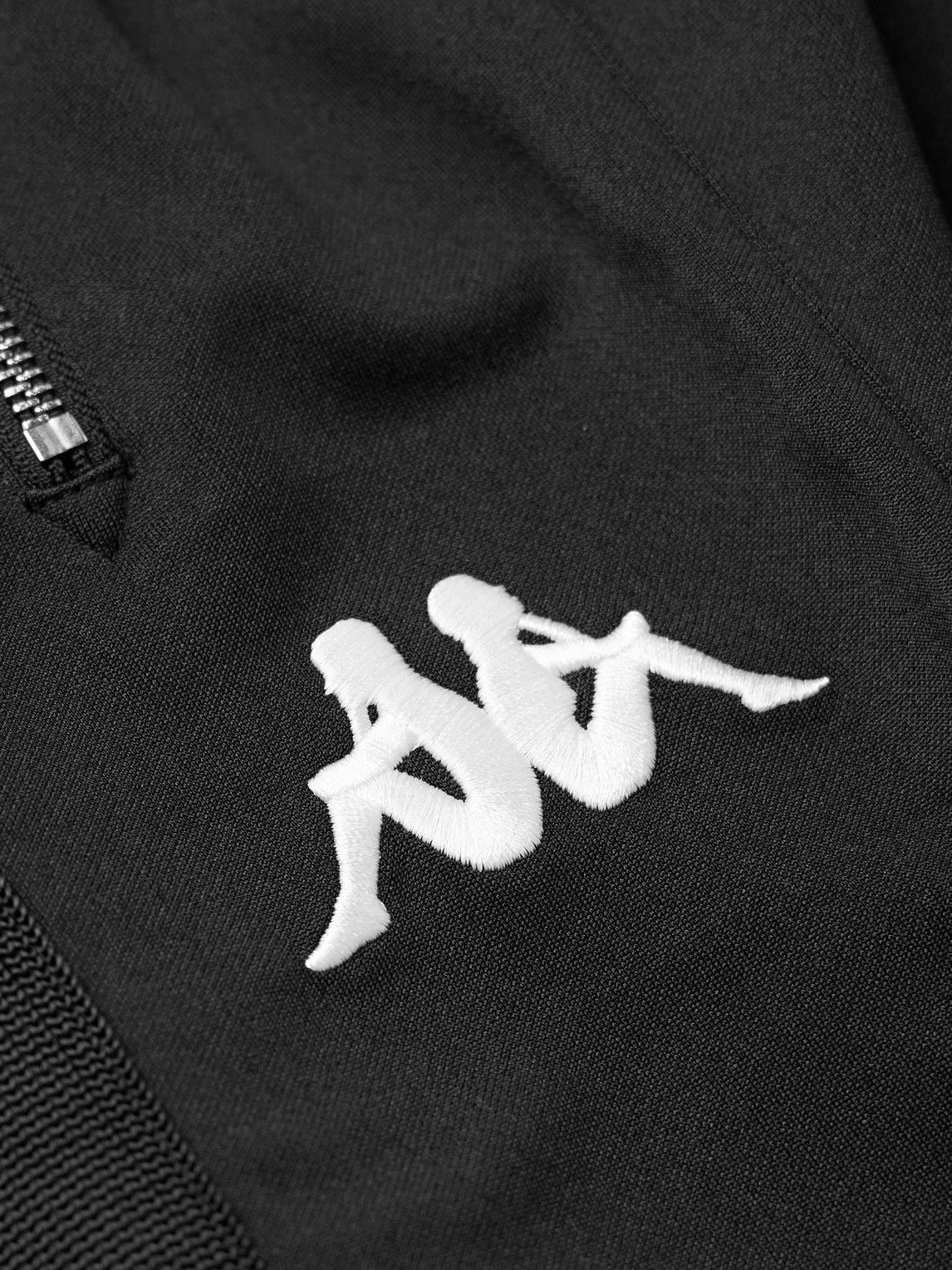 Acne Studios - Kappa Wide-Leg Webbing-Trimmed Logo-Embroidered Tech-Jersey Track Pants - Black