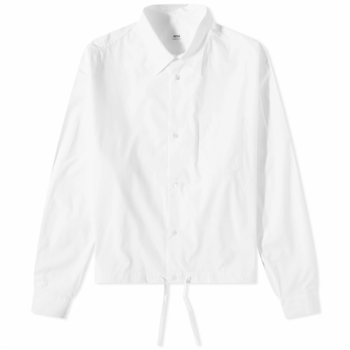 AMI Men's Drawstring Overshirt in White AMI