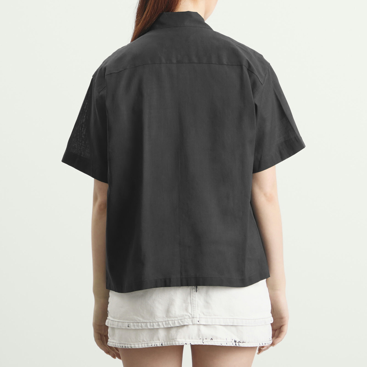 TOGA ARCHIVES Women's TOGA Plain Weave Metal Short Sleeve Shirt in Black