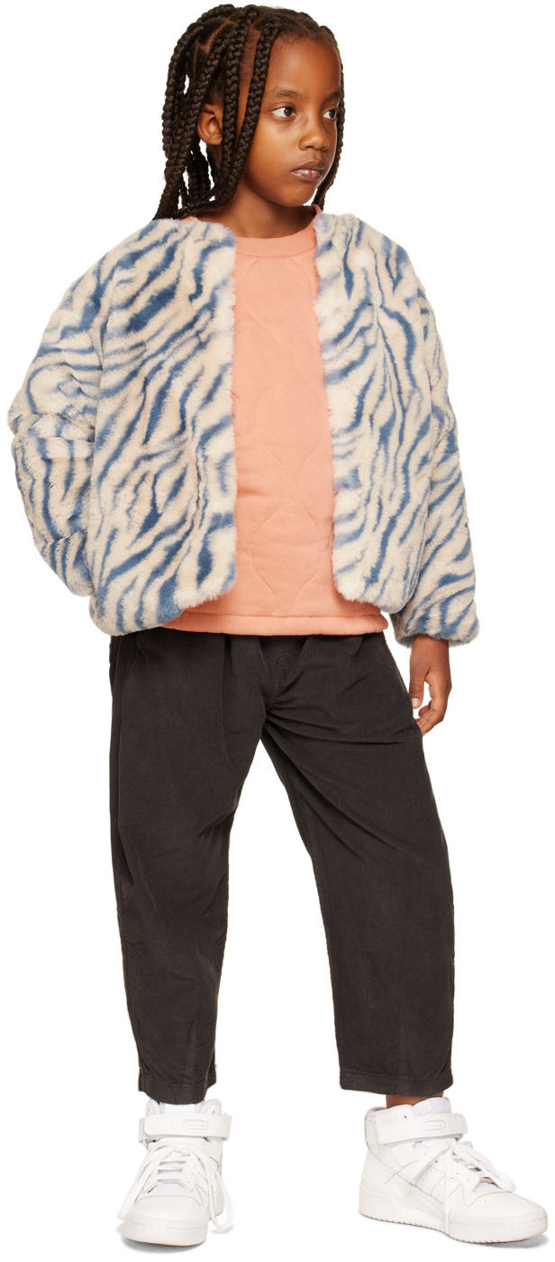 Repose AMS Kids Off-White & Blue Boxy Coat Repose AMS