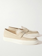 Tod's - Canvas-Trimmed Nubuck Penny Loafers - Unknown