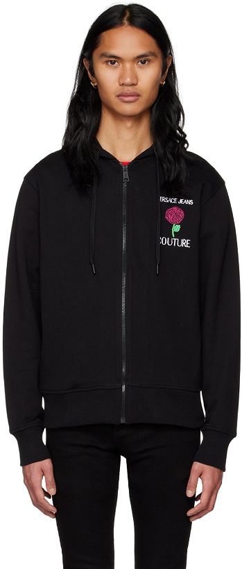 Photo: Versace Jeans Couture Black Rose Zip-Up Hoodie
