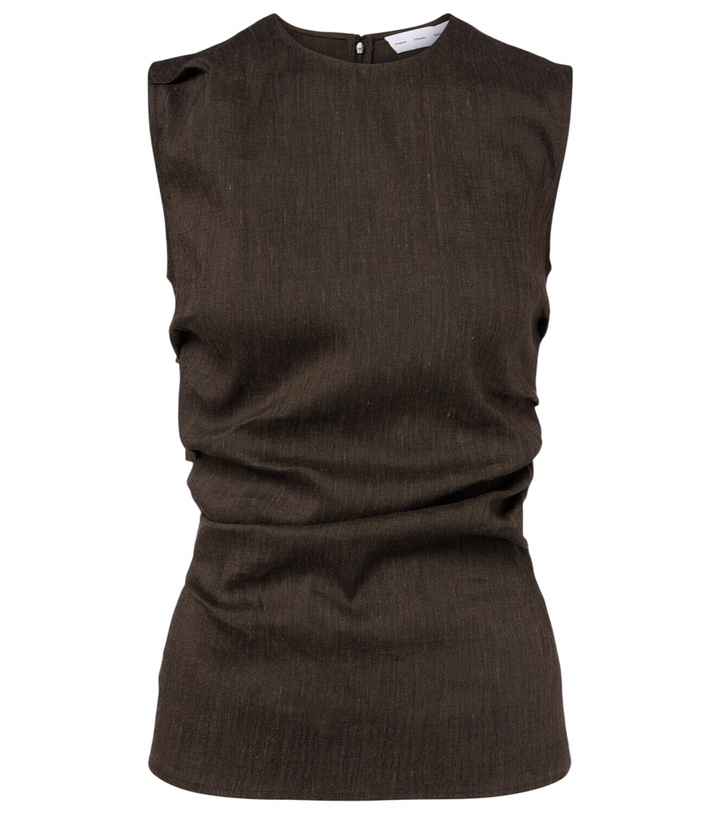 Photo: Proenza Schouler Anoushka draped linen-blend slub top