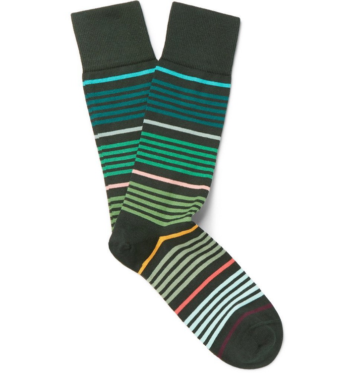 Photo: Paul Smith - Striped Stretch Cotton-Blend Socks - Men - Green