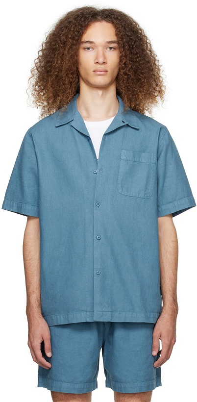 Photo: Maharishi Blue Open Spread Collar Shirt