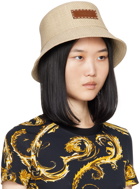 Versace Beige Logo Raffia Bucket Hat
