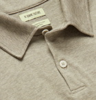 De Bonne Facture - Camp-Collar Striped Cotton-Jersey Polo Shirt - Green