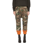 R13 Green and Orange Camo Harrem Sweat Cuffs Cargo Trousers