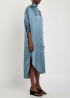 Acne Studios Cowl-back Draped Stretch-satin Midi Dress Blue