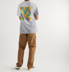 iggy - Building Blocks Printed Mélange Cotton-Blend Jersey T-Shirt - Gray