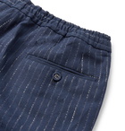 Officine Generale - Navy Tapered Pinstriped Woven Suit Trousers - Blue