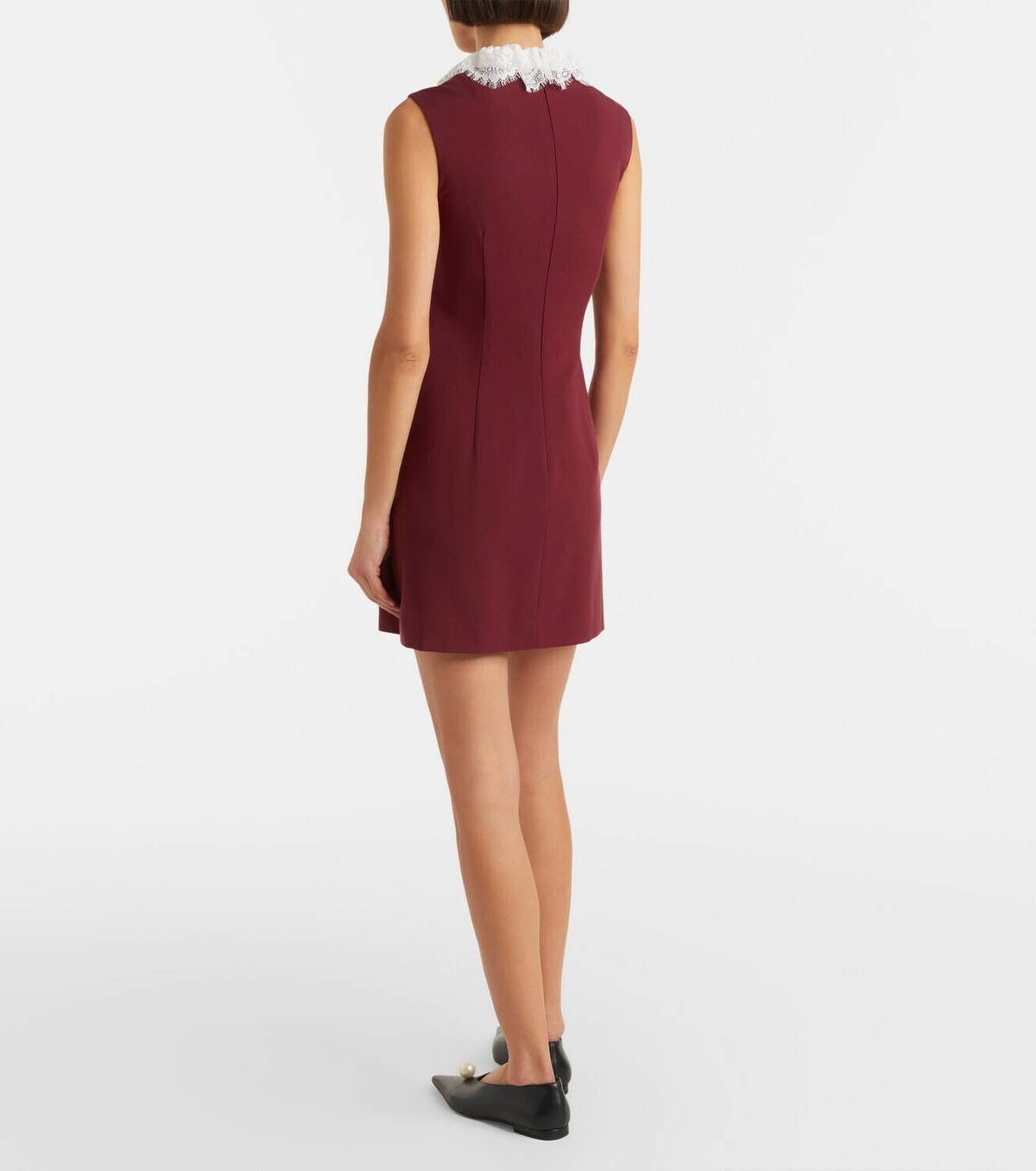 Self-Portrait Lace-trimmed crêpe minidress