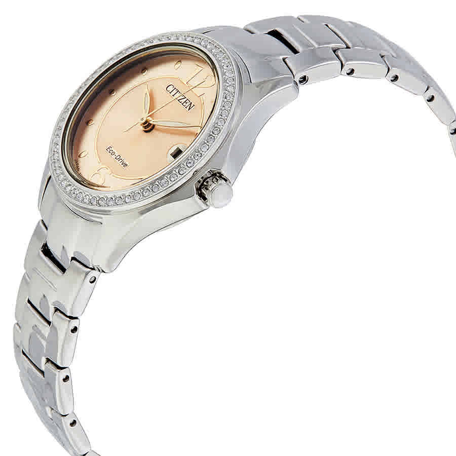 Citizen Silhouette Crystal Eco-Drive Pink Dial Diamond Ladies Watch FE1140-86X
