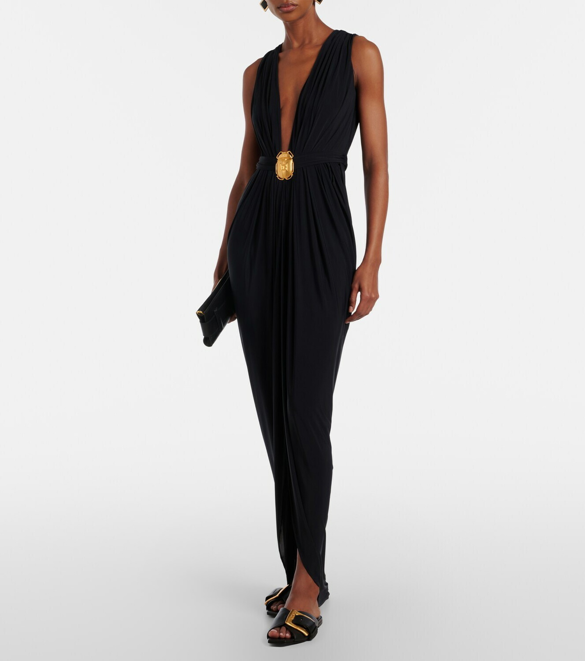Balmain Embellished jersey maxi dress