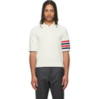 Thom Browne White Linen Cotton 4-Bar Relaxed Fit Polo