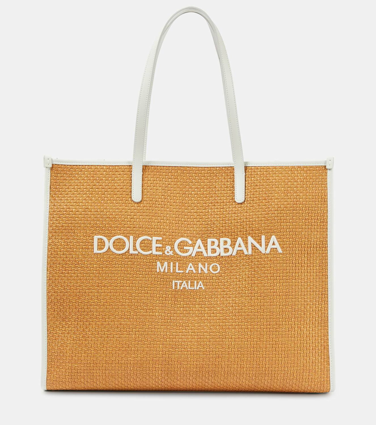 Dolce&Gabbana Large leather-trimmed raffia shopper Dolce & Gabbana