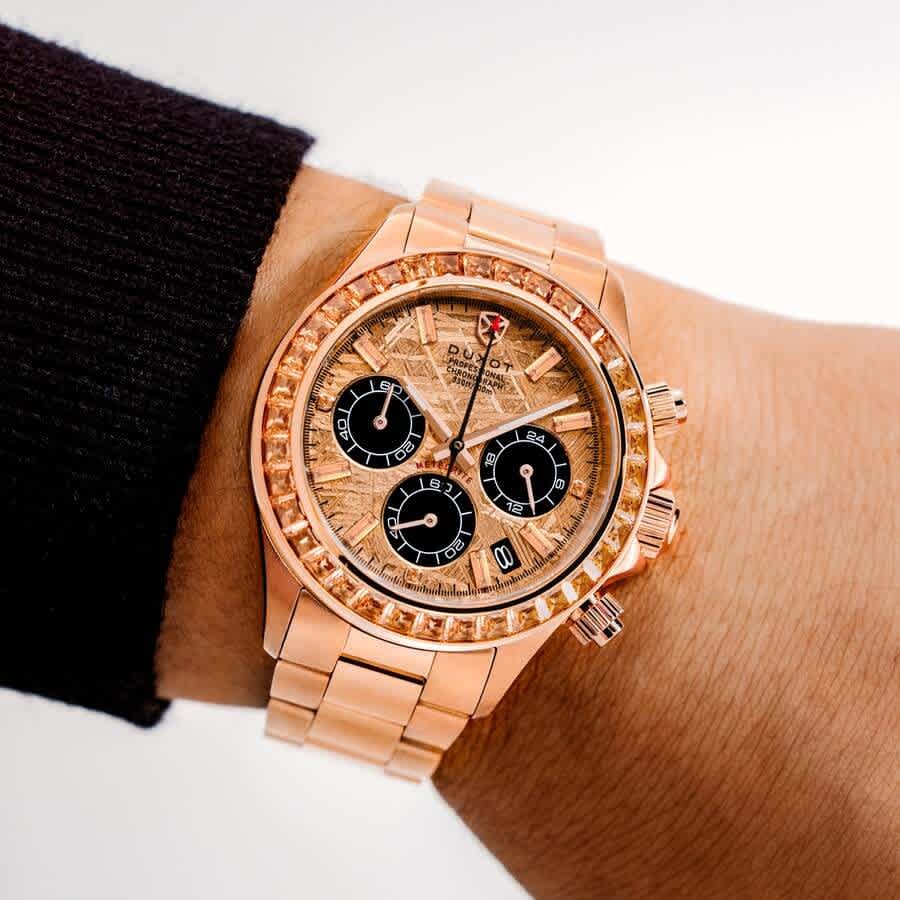Duxot Accelero Meteorite Chronograph Rose Gold-tone Dial Mens Watch DX-2071-44