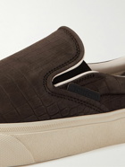 TOM FORD - Jude Croc-Effect Nubuck Slip-On Sneakers - Brown