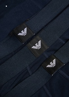 Emporio Armani Logo-plaque Stretch-cotton Trunks set of Three Blue