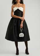 Self-portrait Bow-embellished Taffeta Midi Dress Black