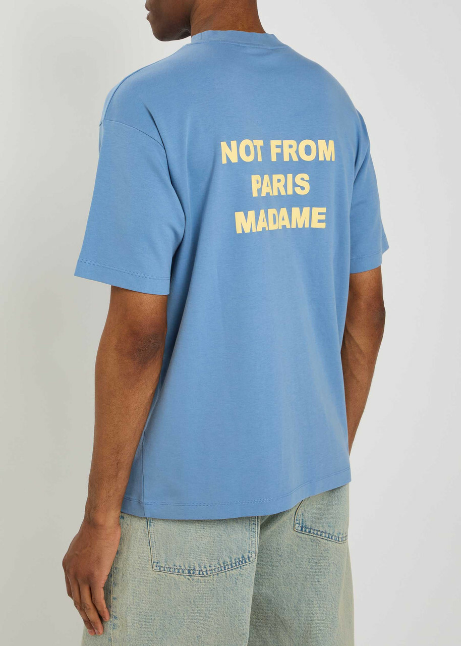 DRÔLE DE Monsieur Le T-shirt Slogan Logo-print Cotton T-shirt Blue