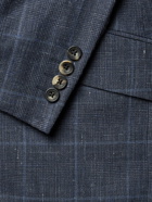 RICHARD JAMES - Slim-Fit Prince of Wales Checked Linen and Wool-Blend Suit Jacket - Blue