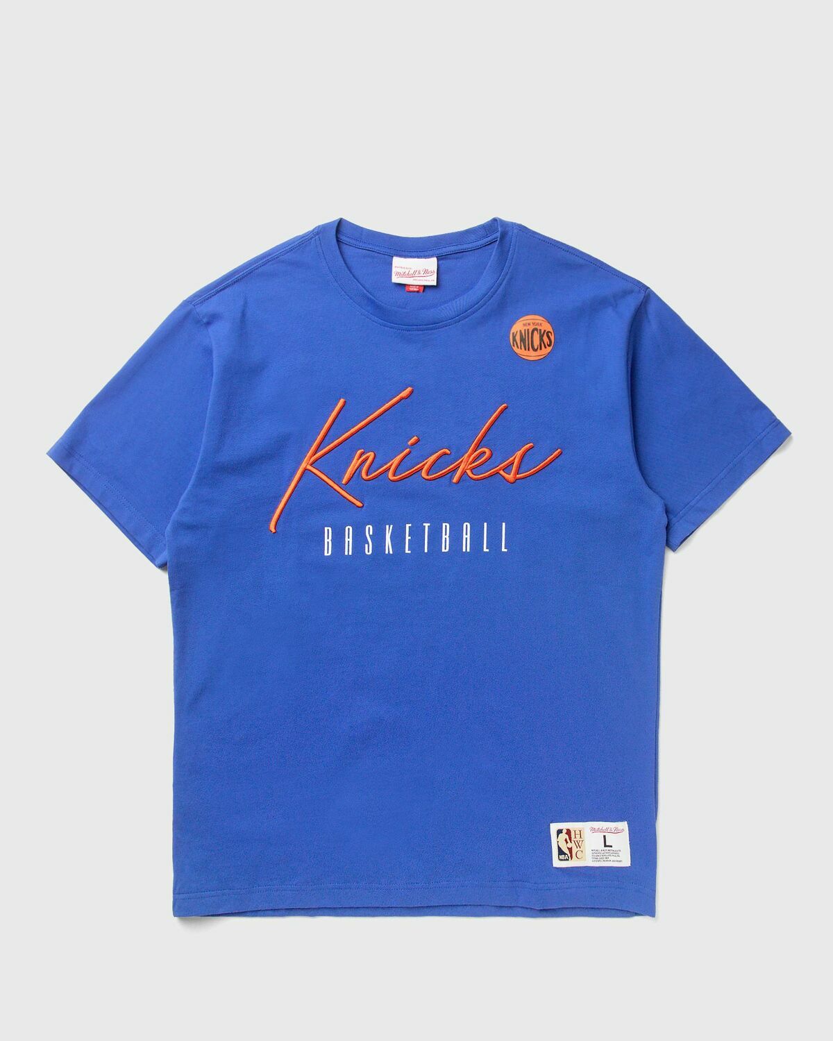 Mitchell & Ness NBA TRAINING DAY PREMIUM SS TEE VINTAGE LOGO NEW YORK KNICKS Blue Mens Shortsleeves/Team Tee