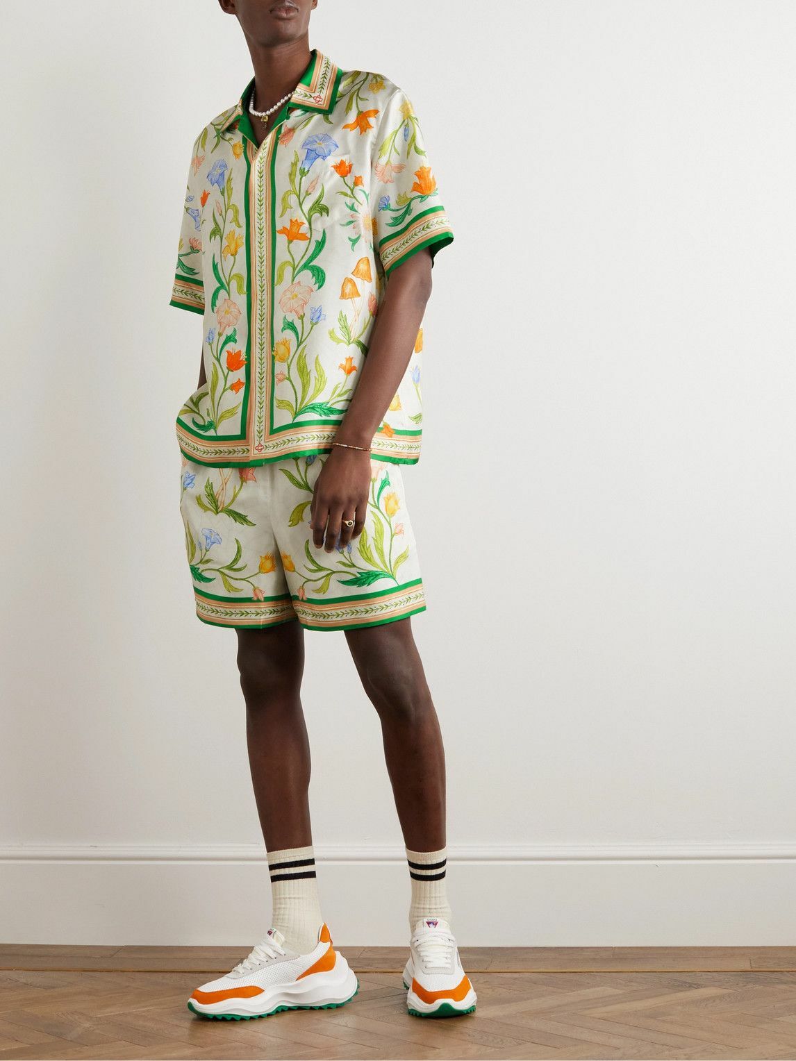 Casablanca - Convertible-Collar Floral-Print Silk-Twill Shirt - Multi ...