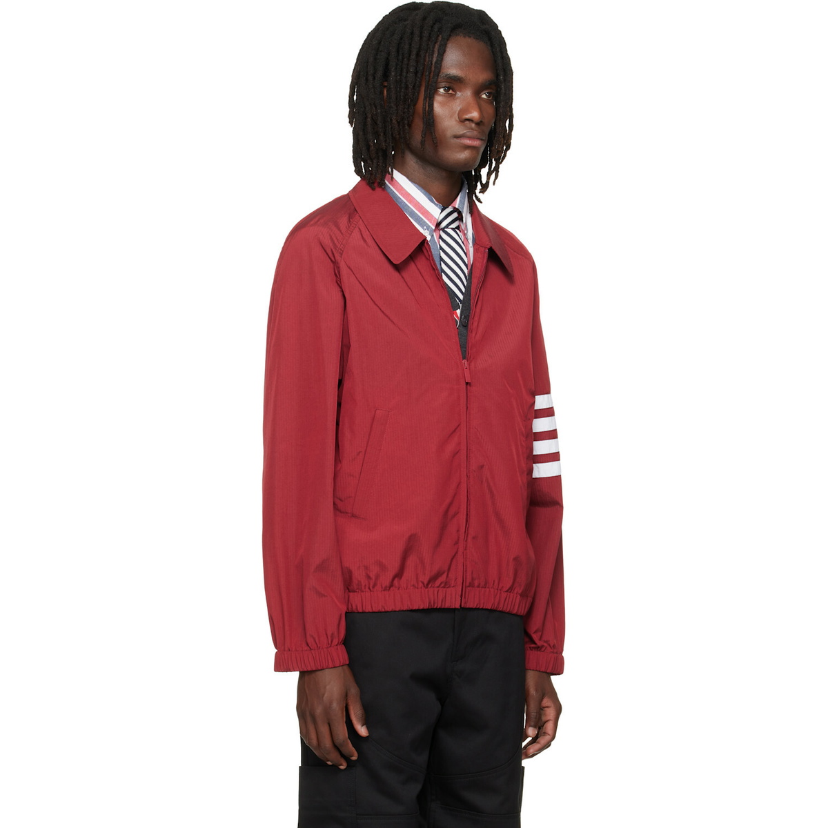 Thom Browne Red Ripstop Raglan Coach Jacket
