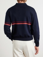 Versace - Logo-Embroidered Striped Cotton Polo Sweater - Blue