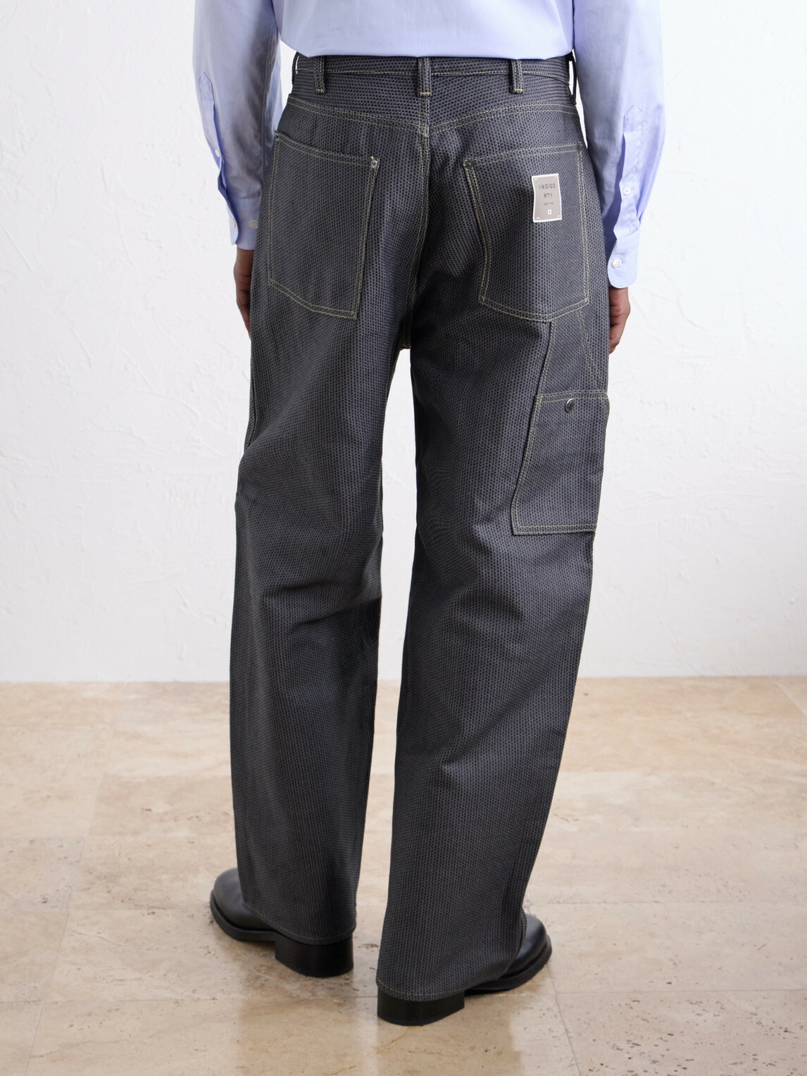 KAPITAL - Straight-Leg Cotton-Jacquard Trousers - Blue