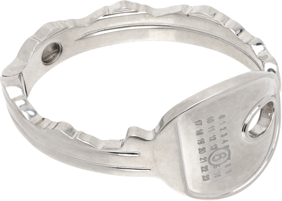 MM6 Maison Margiela Silver & Black ID Tag Bracelet MM6