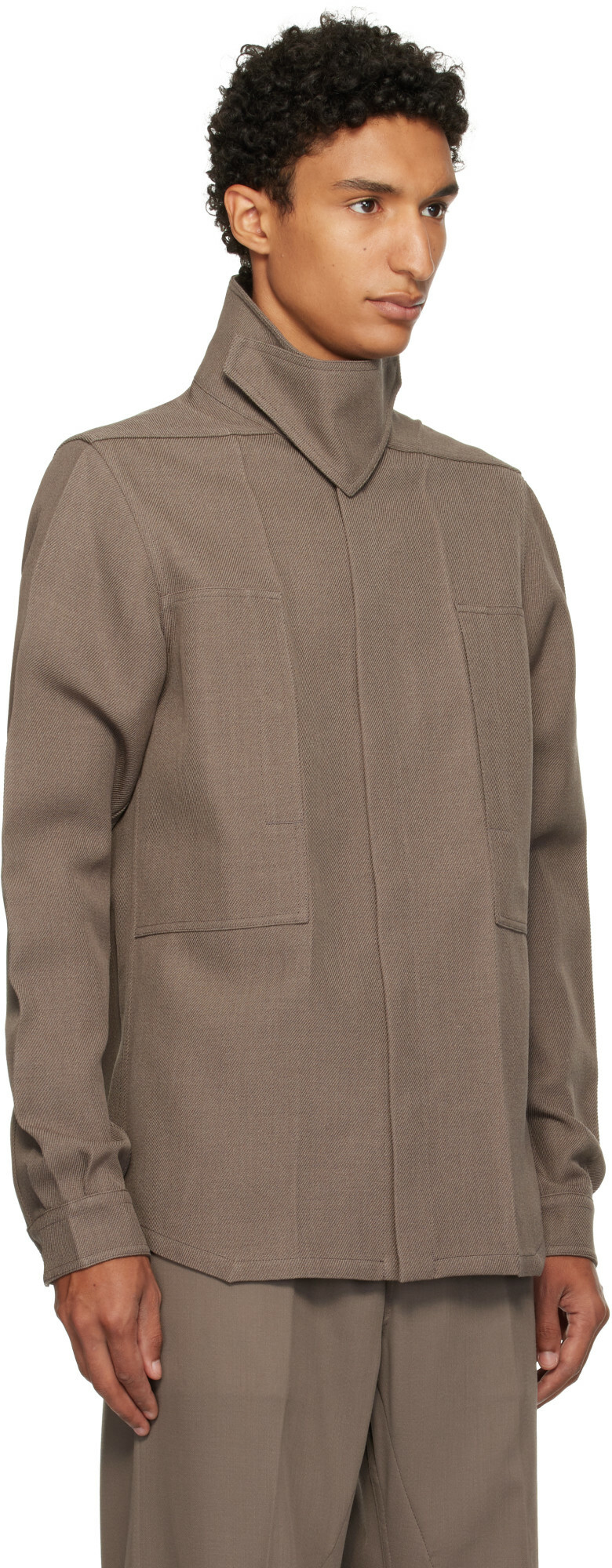 Rick Owens Taupe Tower Outershirt Jacket