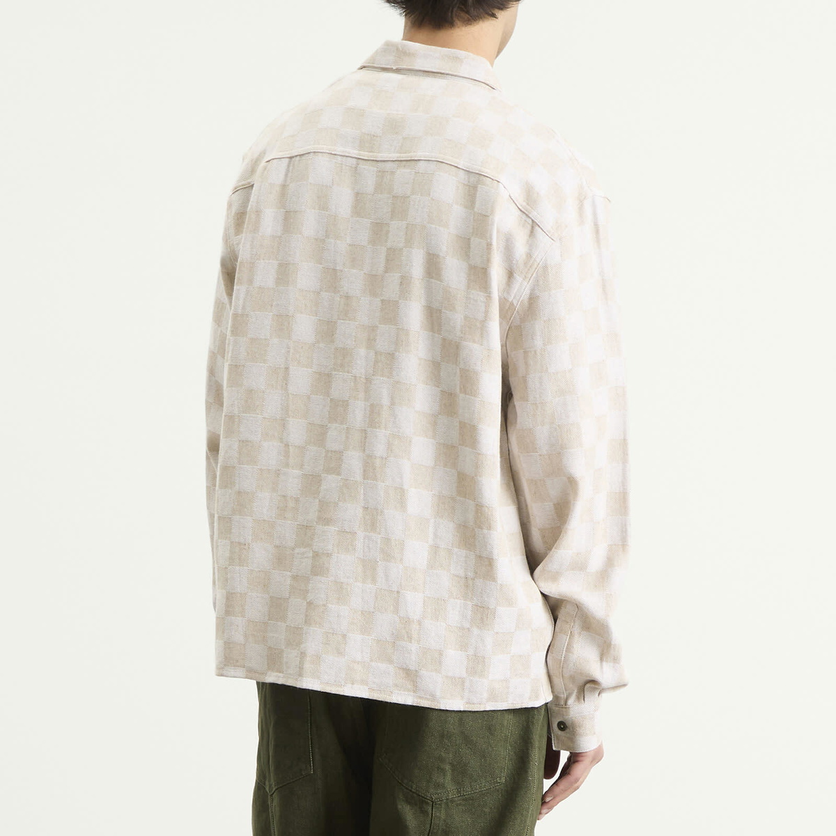 Heresy Men's Trellis Revere Shirt in Ecru Check