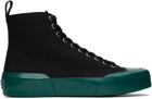 Jil Sander Black & Green High-Top Sneakers