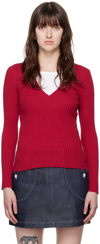 Photo: A.P.C. Red Katie Holmes Edition Camille Sweater