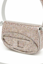 Diesel 1DR-Iconic shoulder bag with macro glitter - Shoulder Bags Womens in Pink