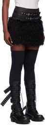 VAQUERA Black Belted Faux Fur Miniskirt