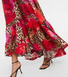 Camilla Leopard-print floral silk midi dress
