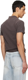 TONYWACK Brown Garment Dyed Stripe Pique Polo