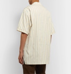 Gucci - Camp-Collar Logo-Jacquard Striped Cotton-Poplin Shirt - Neutrals